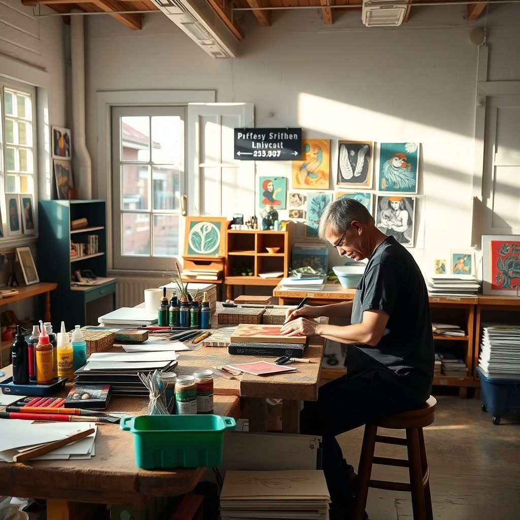 Linocut consultation session