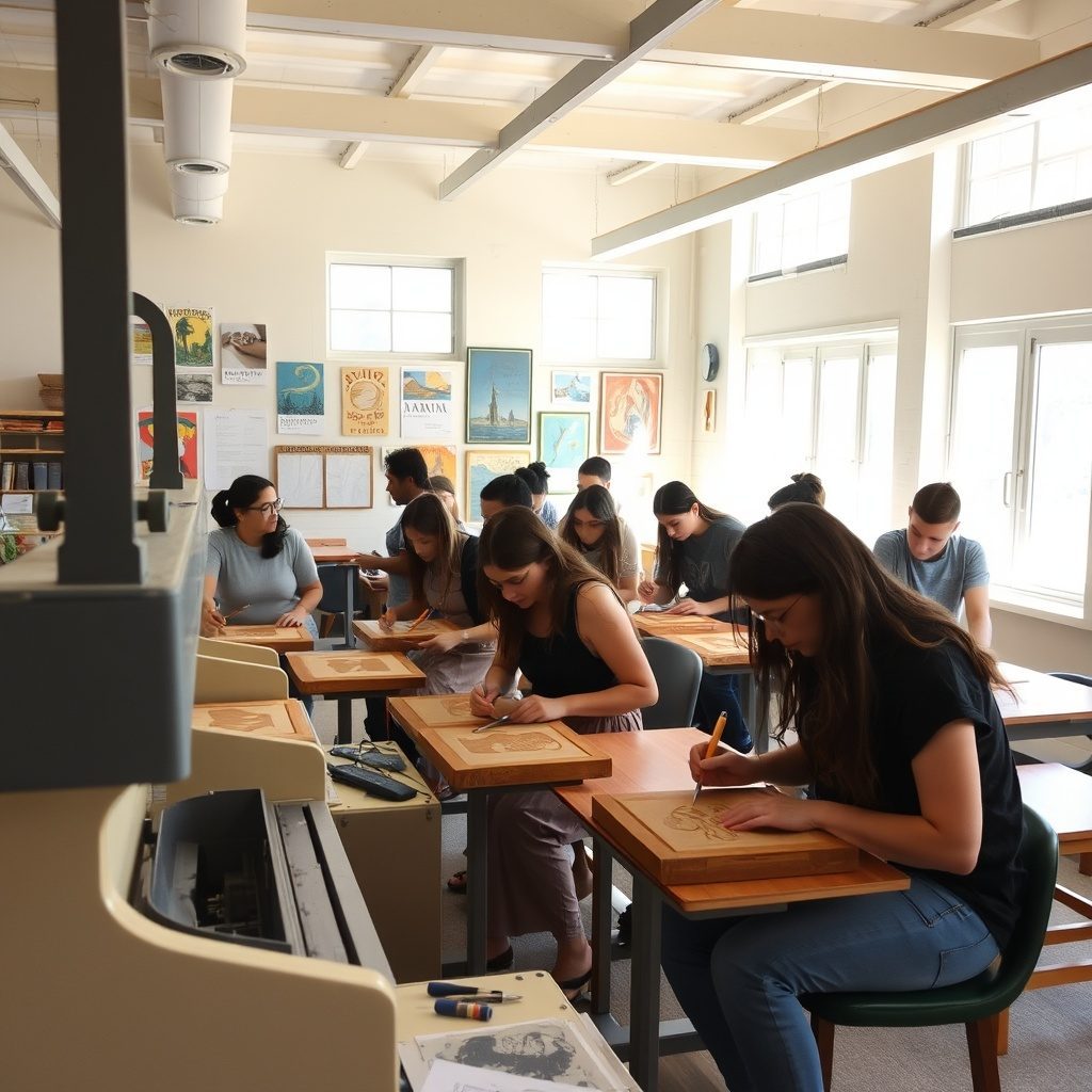 Linocut printmaking workshop